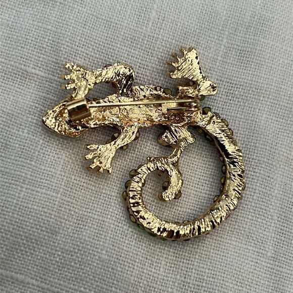 Colorful Rhinestone Lizard Brooch - Picture 2 of 3